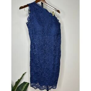 Roz & Ali One‎ Shoulder Lace Knee Length Dress- Size 12